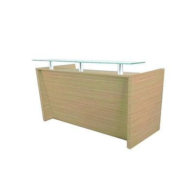 R06 Modern Reception Counter Desk with Floating Glass Top, Front Office Desk, 140cm (Sand Gladstone)