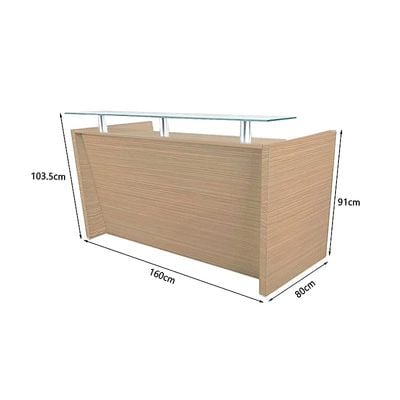 Modern Reception Desk White with Glass Top Desk| Office Reception Desk | Reception Counter | Reception Table-160Cm (Sand Gladstone)