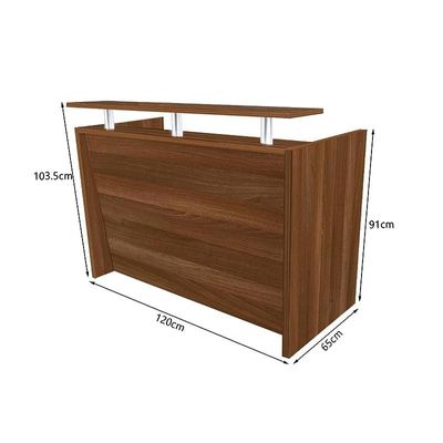 Modern Reception Desk with Wooden Top Desk| Office Reception Desk | Reception Counter | Reception Table-120Cm (Dark Brown)