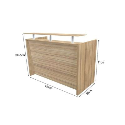 Modern Reception Desk with Glass Top Desk| Office Reception Desk | Reception Counter | Reception Table-120Cm (Light Brown)