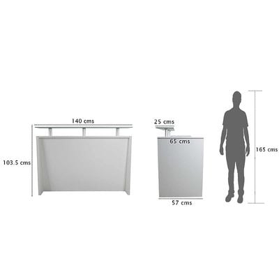 R06 Modern Reception Counter Desk Without Drawer, Front Office Desk with Floating Glass Top, 120cm (Apple Cherry)