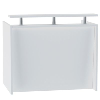 Mahmayi R06 Stylish Modern Reception Desk with Wooden Top - Office Reception Counter/Table for Professional Welcome and Impressive First Impressions - 120cm (White, Without Drawer)