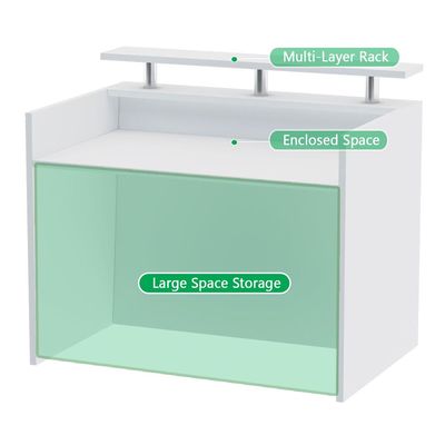 Mahmayi R06 Stylish Modern Reception Desk with Wooden Top - Office Reception Counter/Table for Professional Welcome and Impressive First Impressions - 120cm (White, Without Drawer)