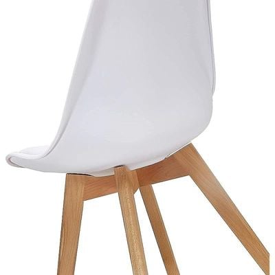 Modern Dining Chair Beautiful Design Vintage Kitchen Chairs with Leatherette Padded Seat and Back Indoor Outdoor Side Chairs for Home Bistro Cafe Restaurant Set Of 2, White