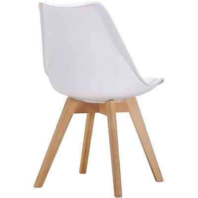 Modern Dining Chair Beautiful Design Vintage Kitchen Chairs with Leatherette Padded Seat and Back Indoor Outdoor Side Chairs for Home Bistro Cafe Restaurant Set Of 2, White