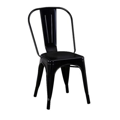 Mahmayi HYX503-1 Metal Stackable Dining Chairs for Indoor, Outdoor & Kitchen Chair - Black (Set of 2)