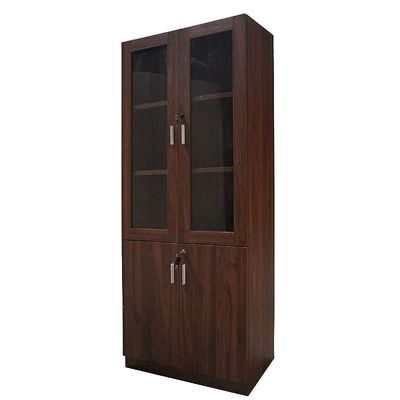 Argent 1123 Full Height Bookshelf, Cabinet with Glass Doors (Bookshelf Without Digital Lock, Dark Walnut)