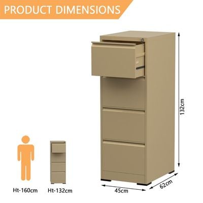 Godrej OEM File Cabinet with Lock, 4 Large Storage steel Cabinet, Metal Portable Cabinet with 4 Drawer, Vertical File Cabinet, 4 Layer Cabinet Office Storage Cabinet for A4/Letter - Beige