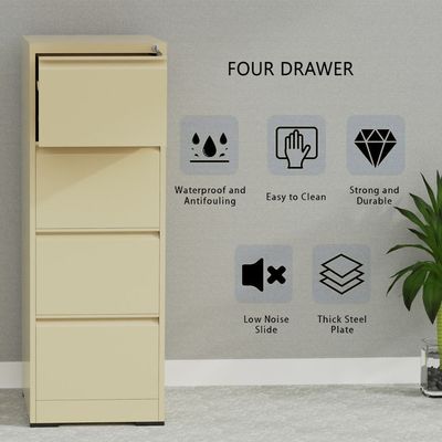 Godrej OEM File Cabinet with Lock, 4 Large Storage steel Cabinet, Metal Portable Cabinet with 4 Drawer, Vertical File Cabinet, 4 Layer Cabinet Office Storage Cabinet for A4/Letter - Beige