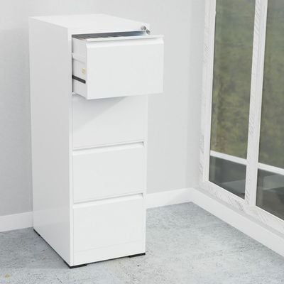 Godrej OEM File Cabinet with Lock, 4 Large Storage steel Cabinet, Metal Portable Cabinet with 4 Drawer, Vertical File Cabinet, 4 Layer Cabinet Office Storage Cabinet for A4/Letter - (White)