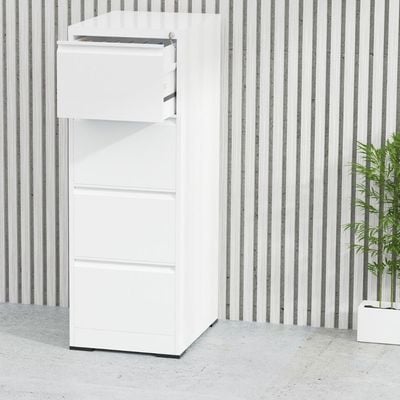 Godrej OEM File Cabinet with Lock, 4 Large Storage steel Cabinet, Metal Portable Cabinet with 4 Drawer, Vertical File Cabinet, 4 Layer Cabinet Office Storage Cabinet for A4/Letter - (White)