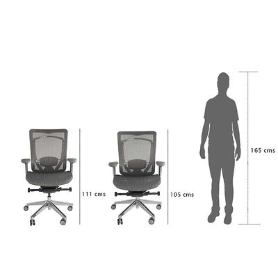 Height Adjustable Contemporary Armrest Office Chairs with Wheels (Ultimate Medium Back Ergonomic Grey)