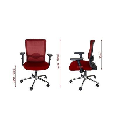 Sleekline T01B Modern Medium Back Office Chair Ergonomic Executive Chair Computer Chair,Adjustable Height Thick Padded Metal Base Conference Chair For Home Office Swivel Adjustable Chair Red