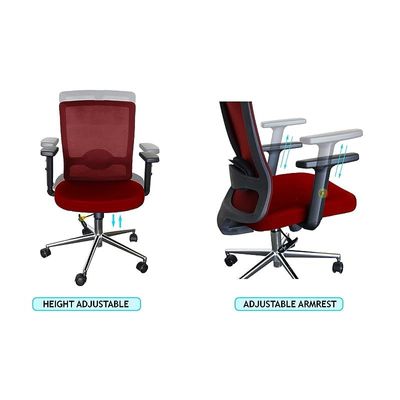 Sleekline T01B Modern Medium Back Office Chair Ergonomic Executive Chair Computer Chair,Adjustable Height Thick Padded Metal Base Conference Chair For Home Office Swivel Adjustable Chair Red