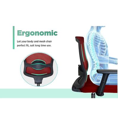 Sleekline T01B Modern Medium Back Office Chair Ergonomic Executive Chair Computer Chair,Adjustable Height Thick Padded Metal Base Conference Chair For Home Office Swivel Adjustable Chair Red