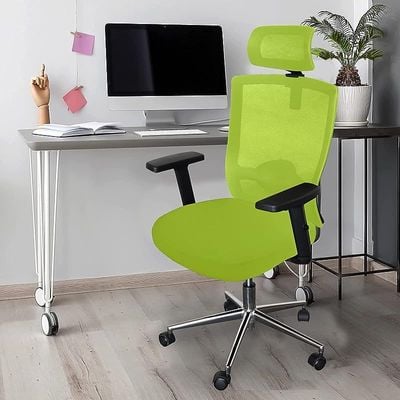 Sleekline T01B Modern Medium Back Office Chair Ergonomic Executive Chair Computer Chair,Adjustable Height Thick Padded Metal Base Conference Chair For Home Office Swivel Adjustable Chair Green