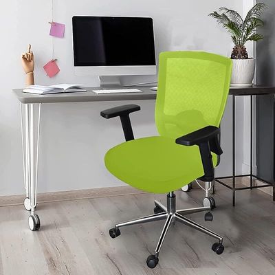 Sleekline T01B Modern Medium Back Office Chair Ergonomic Executive Chair Computer Chair,Adjustable Height Thick Padded Metal Base Conference Chair For Home Office Swivel Adjustable Chair Green