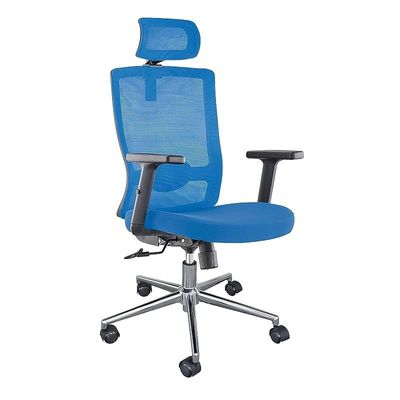 Ergonomic Adjustable Office Chair with Adjustable Arm Rests, Lumbar Support, Contoured Back, and Seat Cushion - Comfortable Seating Solution for Office and Home - Ergonomic Blue Contoured Back