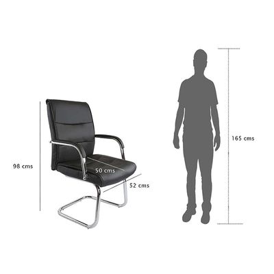 Nova 2203 Modern Visitor Back Office Chair PU Ergonomic Executive Chair Computer Chair, Metal Base Chair Visitors Waiting Room Chair, Conference Chair, Home Office, Guest Office Chair Black