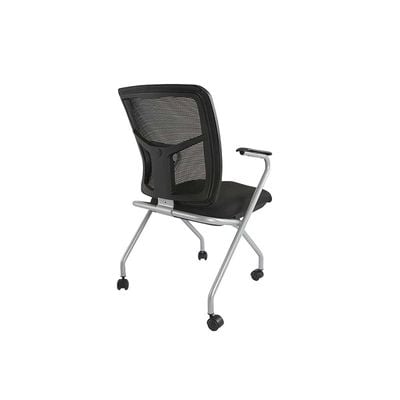 Aura 840NSF Black Ergonomics Folding wheel Chair Computer Chair, Back Rest Chair Visitor Conference Chairs, Heavy Duty Steel Chair, Folding Guest Chair, Home Office Student Study Chair Black