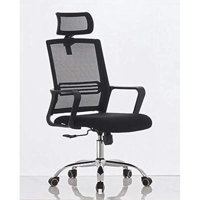 690033 Executive Mesh Chair, Ergonomic Height Adjustable Swivel Desk Chair with Lumbar Support Backrest &amp; Headrest for Computer Workstation Home Office - (High Back Chairs, Black)