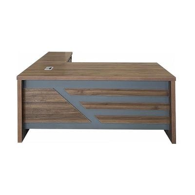 Multi-Purpose Modern Executive Desk, Office Conference Desk With Drawers and Cabinet - Dark Walnut