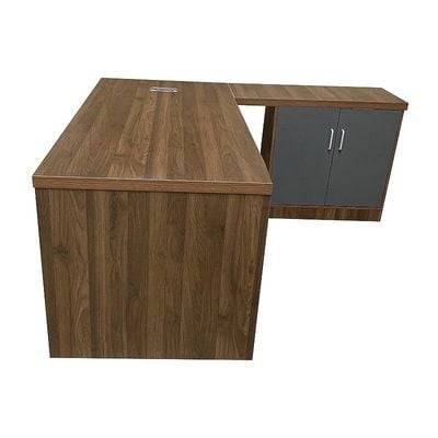 Multi-Purpose Modern Executive Desk, Office Conference Desk With Drawers and Cabinet - Dark Walnut