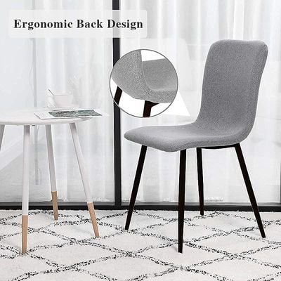 Fabric Dining Chair, Modern Mid Century Living Room Side Chairs with Metal Legs,Grey (Pack of 4)