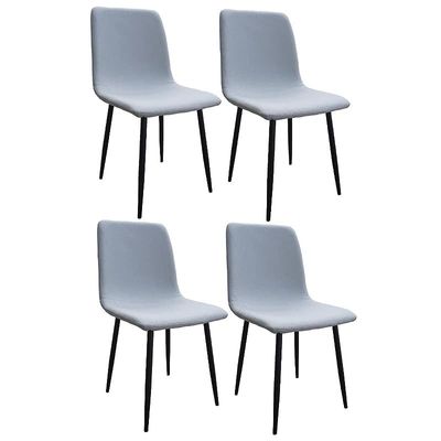 Fabric Dining Chair, Modern Mid Century Living Room Side Chairs with Metal Legs,Grey (Pack of 4)