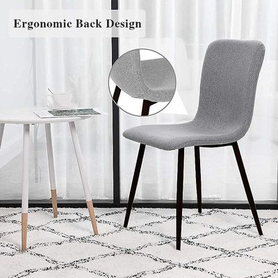 HYDC058 Fabric Dining Chair, Modern Mid Century Living Room Side Chairs with Metal Legs,Grey (Pack of 2)