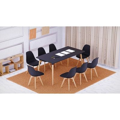 Mahmayi Cenare 9-Piece Dining Set, 160x80 Dining Table & 8 PU Chairs - Black Finish for Modern Dining Room Furniture, Family Meals, Dinner Parties, Comfortable Seating Experience