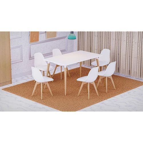 Dining Table with Chair Sets, Simple Modern Design Tables &amp; Chairs for Home Office Bistro Balcony Lawn Breakfast, (PU White, Dining Set 6 Seater)