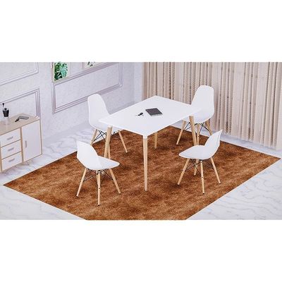 Mahmayi Cenare 5-Piece Dining Set, 120x80 Dining Table & 4 DSW Plastic Chairs - White Finish for Modern Dining Room Furniture, Family Meals, Dinner Parties, Comfortable Seating Experience