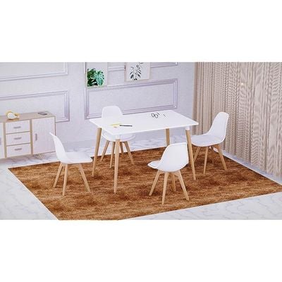 Mahmayi Cenare 5-Piece Dining Set, 120x80 Dining Table & 4 PU Chairs - White Finish for Modern Dining Room Furniture, Family Meals, Dinner Parties, Comfortable Seating Experience
