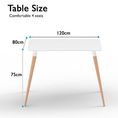 Mahmayi Cenare 5-Piece Dining Set, 120x80 Dining Table & 4 PU Chairs - White Finish for Modern Dining Room Furniture, Family Meals, Dinner Parties, Comfortable Seating Experience