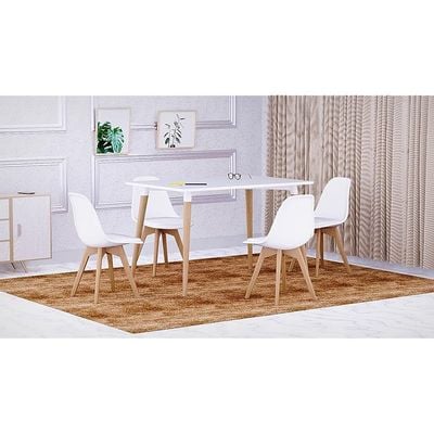 Mahmayi Cenare 5-Piece Dining Set, 120x80 Dining Table & 4 PU Chairs - White Finish for Modern Dining Room Furniture, Family Meals, Dinner Parties, Comfortable Seating Experience
