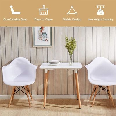 Mahmayi Cenare 9-Piece Dining Set, 160x80 Dining Table & 8 DAW Arm Chairs - White Finish for Modern Dining Room Furniture, Family Meals, Dinner Parties, Comfortable Seating Experience