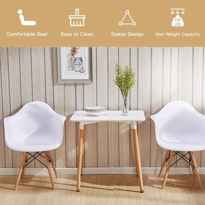 طقم طعام مكون من 5 قطع من سيناري للمطبخ، طاولة طعام مقاس 120 × 80 مع كرسي طعام بذراعين 4 × DAW - أبيض