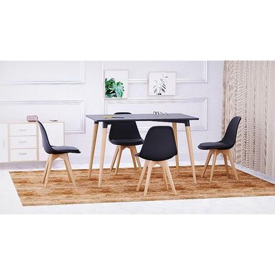 Mahmayi Cenare 5-Piece Dining Set, 120x80 Dining Table & 4 PU Chairs - Black Finish for Modern Dining Room Furniture, Family Meals, Dinner Parties, Comfortable Seating Experience
