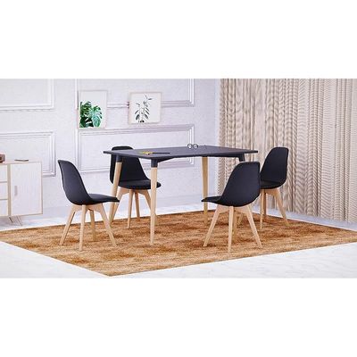 Mahmayi Cenare 5-Piece Dining Set, 120x80 Dining Table & 4 PU Chairs - Black Finish for Modern Dining Room Furniture, Family Meals, Dinner Parties, Comfortable Seating Experience