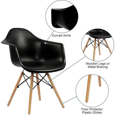 Cenare 5-Piece Dining Set for Kitchen, 120 X 80 Dining Table With 4 X DAW Arm Dining Chair - Black