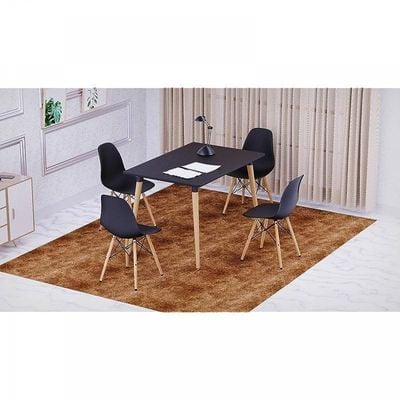 Mahmayi Cenare 5-Piece Dining Set, 120x80 Dining Table & 4 DSW Plastic Chairs - Black Finish for Modern Dining Room Furniture, Family Meals, Dinner Parties, Comfortable Seating Experience