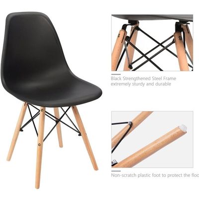 طقم طعام Cenare مكون من 5 قطع للمطبخ، طاولة طعام مقاس 120 × 80 مع 4 كراسي طعام بلاستيكية DSW - أسود