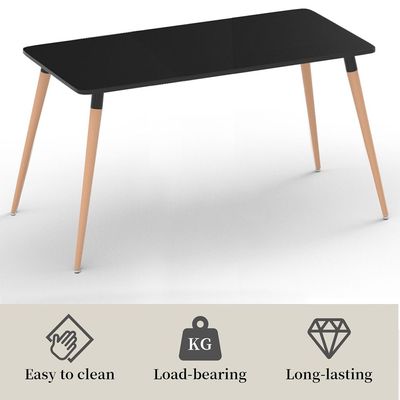 طقم طعام Cenare مكون من 9 قطع للمطبخ، طاولة طعام مقاس 160 × 80 مع 8 كراسي طعام بلاستيكية DSW - أسود