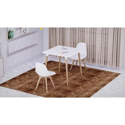 Mahmayi Cenare 3-Piece Dining Set, 80x80 Dining Table & 2 Cushion Chairs - White Finish for Modern Dining Room Furniture, Family Meals, Dinner Parties, Comfortable Seating Experience