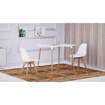 Mahmayi Cenare 3-Piece Dining Set, 80x80 Dining Table & 2 Cushion Chairs - White Finish for Modern Dining Room Furniture, Family Meals, Dinner Parties, Comfortable Seating Experience