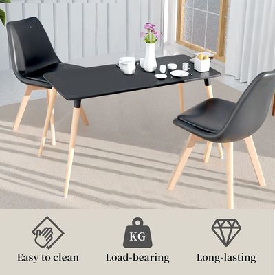 Mahmayi Cenare Modern Black Dining Table - Sleek Kitchen Table for Home, Office, or Dining Room - Contemporary Design Enhances Any Space - Sturdy and Stylish Furniture Option (160 X 80)