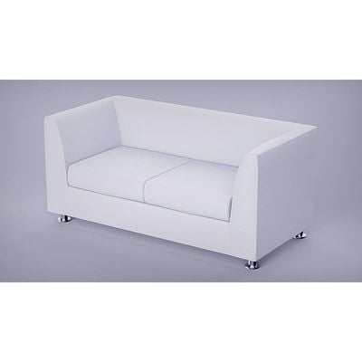 Mahmayi 679 White Double Seater PU Leather Sofa - Modern Design Comfortable Living Room Furniture (2-Seater, White)