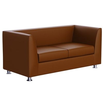 Mahmayi 679 Brown Double Seater PU Leather Sofa - Modern Design Comfortable Living Room Furniture (2-Seater, Brown)