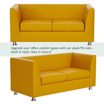 Mahmayi 679 Yellow Double Seater PU Leather Sofa - Modern Design Comfortable Living Room Furniture (2-Seater, Yellow)